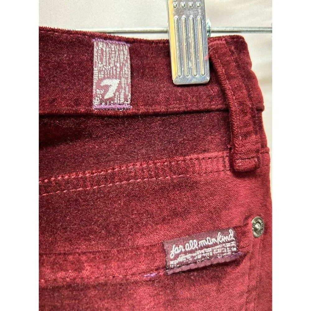 7 For All Mankind Skinny Velvet Cabernet Pants Size 26‎ XS